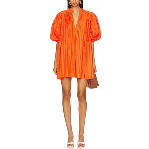 Sovere 'Oz' Orange Poplin Pleated Smock Dress Size XS